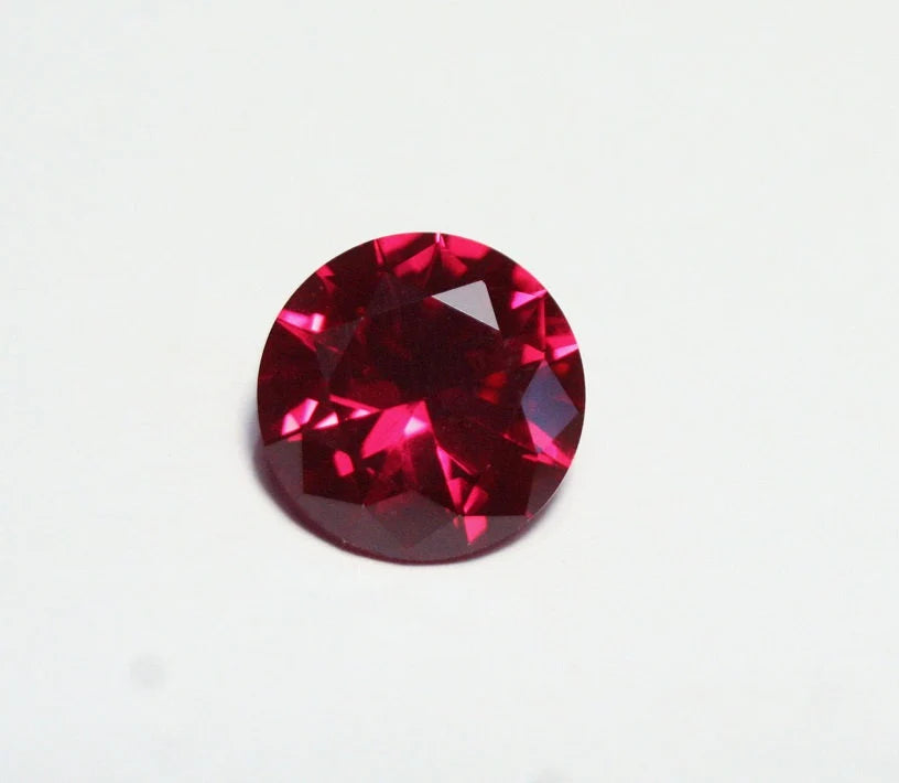 Lab Created Ruby 10mm Scintillating Precision Cut Brilliant Round AAA Swiss 4.3ct