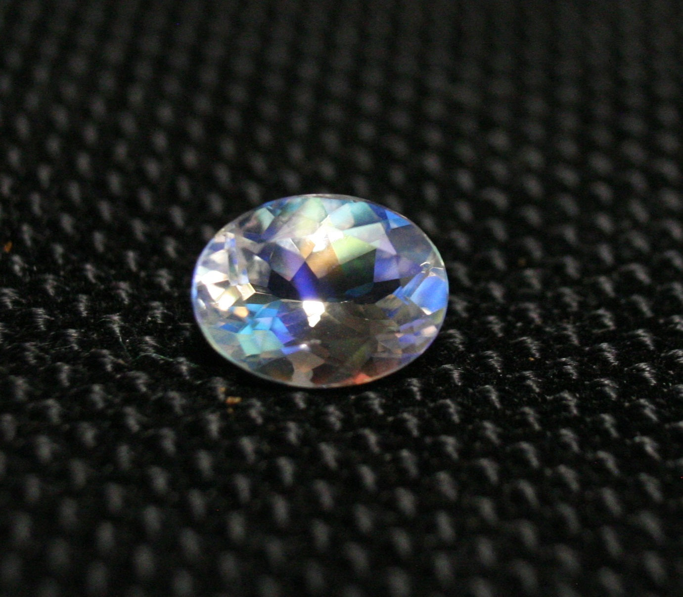 Faceted Moonstone 1.27ct Madagascar AAA Rainbow Moonstone 9x7mm Oval