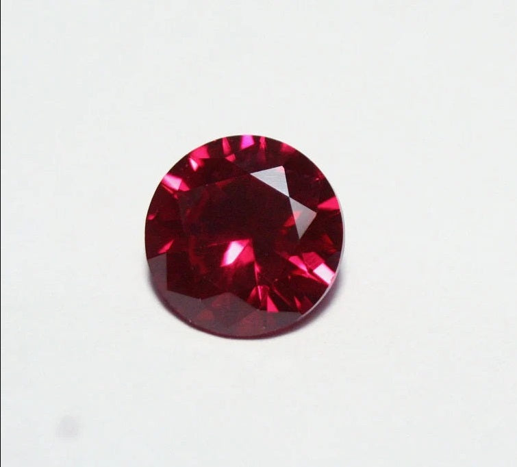 Lab Created Ruby 10mm Scintillating Precision Cut Brilliant Round AAA Swiss 4ct