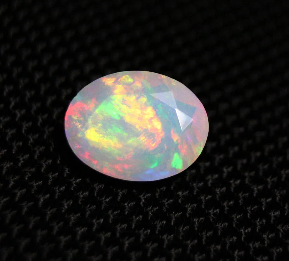 Faceted Welo Opal 2.7ct Precious Rainbow Natural Ethiopian Opal 12x9mm Video AAA