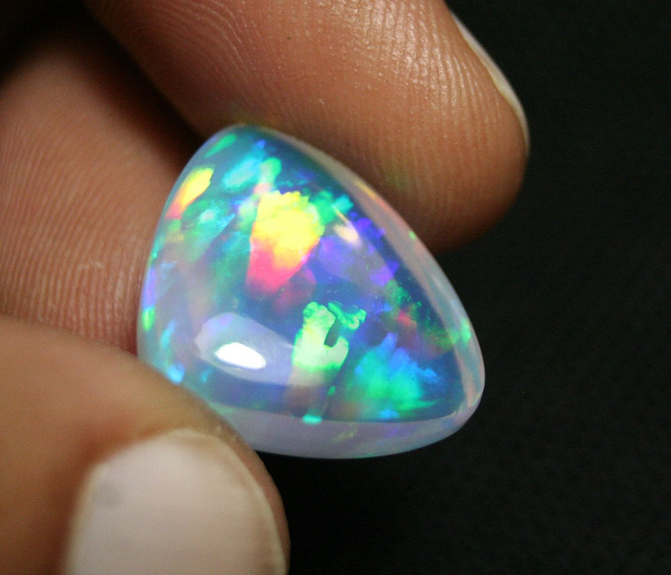 Welo Crystal Opal Cabochon 16.8ct Rainbow Mosaic Natural Water Clear Opal Video