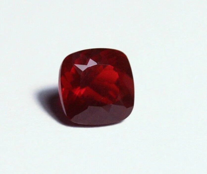 Faceted Red Mexican Fire Opal 0.87ct Cushion Cut Natural Rich Opalescent 6x6mm