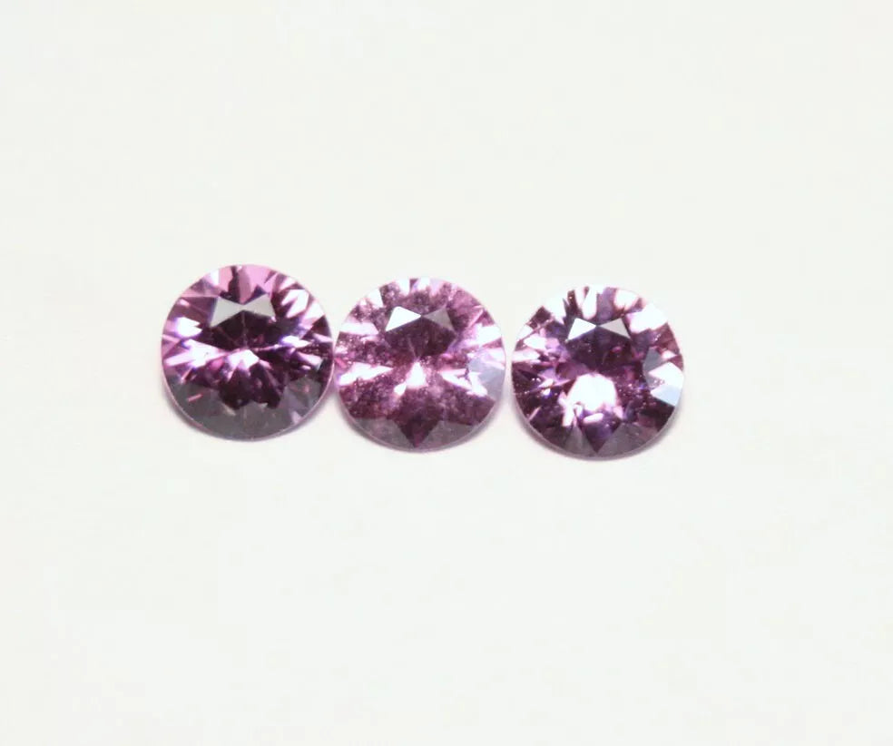 Umba Natural Sapphire 3pc 0.82ct Magenta Pink Purple Untreated Precision Cut 4x4mm