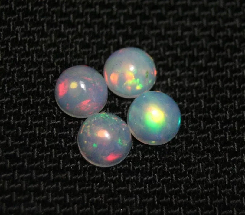 Welo Crystal Opal Cabochon 6x6mm 2.37ct 4pc Lot Neon Rounds AAA Natural Opal