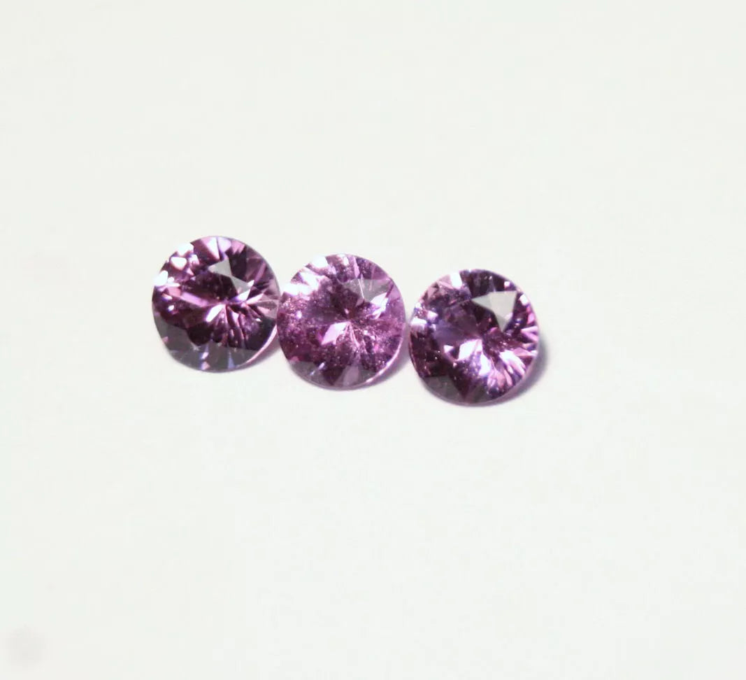 Umba Natural Sapphire 3pc 1.2ct Magenta Pink Purple Untreated Precision Cut 4.5mm