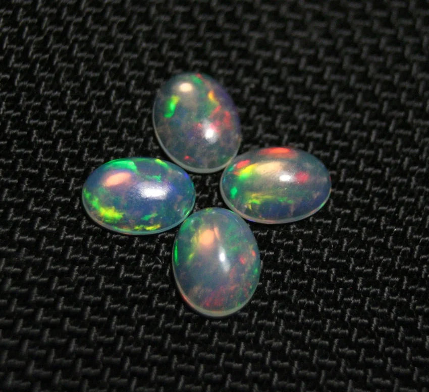 Welo Crystal Opal Cabochon 2.4ct 4pc Lot Lovely Natural Matching Opal Lot 8x6mm