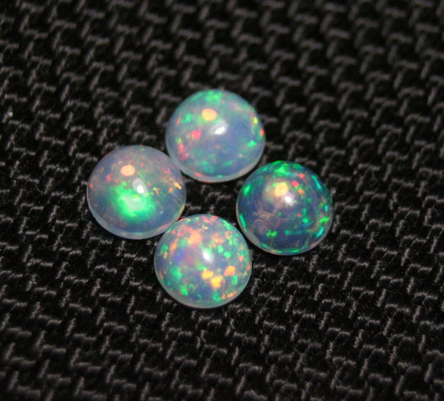 Welo Crystal Opal Round 5x5mm Cabochons 4pc Lot 1.14ct AAA Crystal Opal