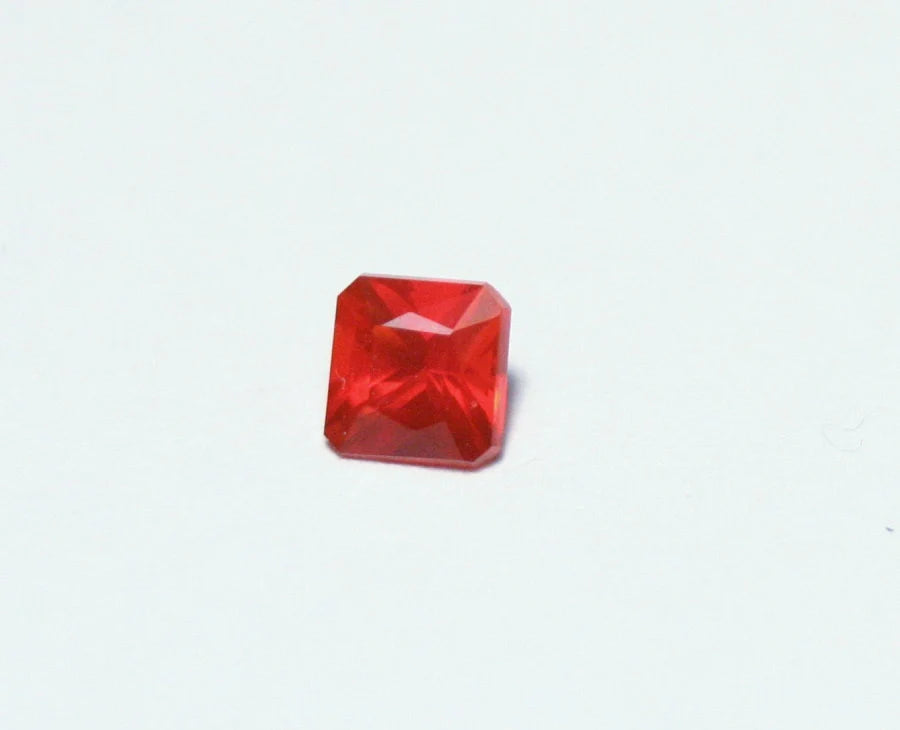 Faceted Mexican Fire Opal 0.23ct Quality Natural Emerald Cut Reddish Orange Fire Opal 4x4mm