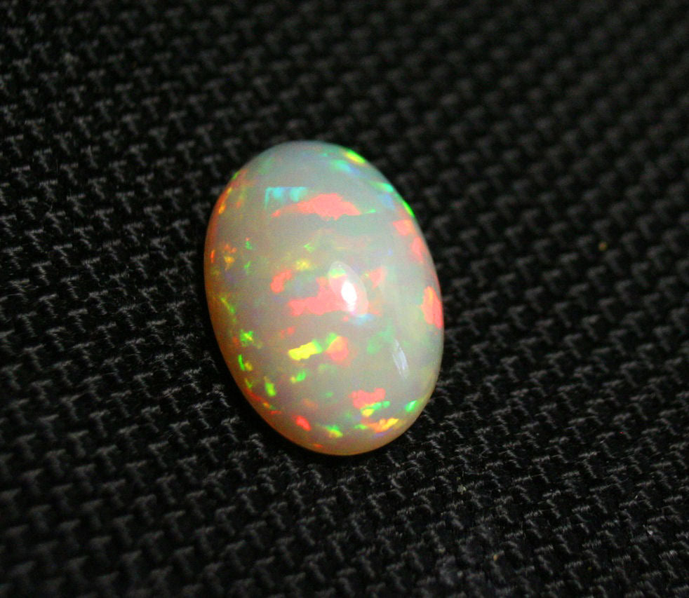 Welo Precious Opal Cabochon 7.7ct Rainbow Flakes Natural Ethiopian Opal 17x12mm