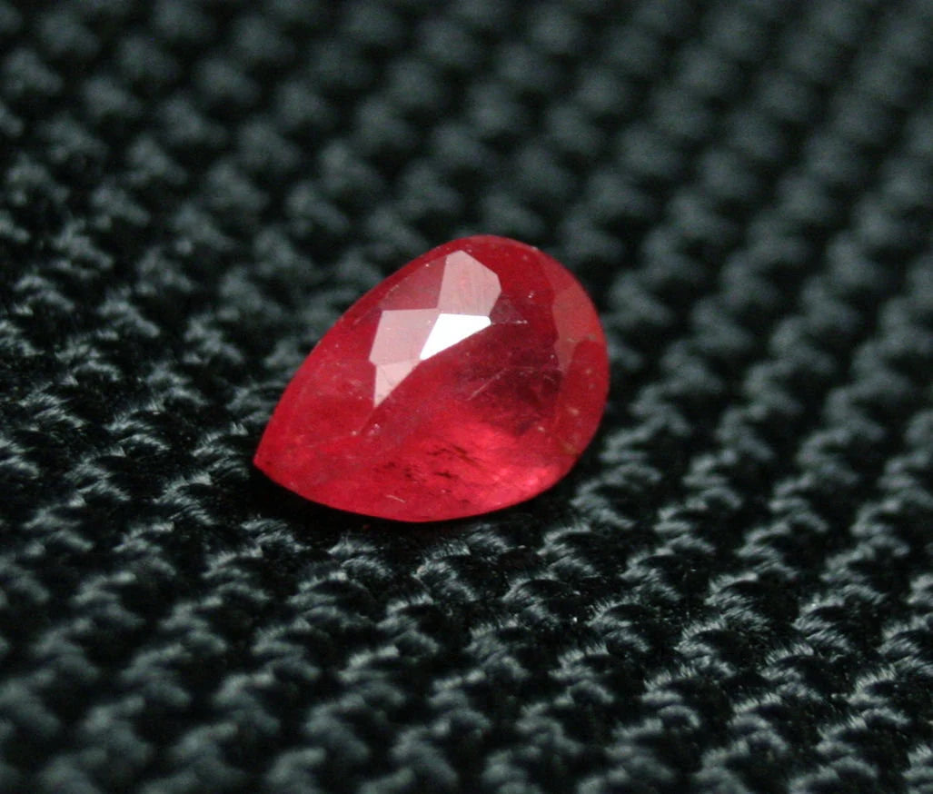 Rare Faceted Rhodonite 0.89ct Brazil Ultra Rare Crimson Red Gem Grade Rhodonite 7x5mm