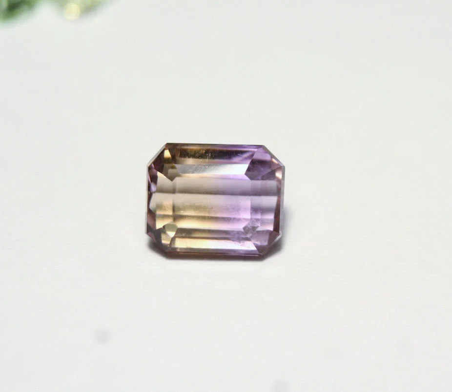 Bolivian Ametrine 3.8ct Lovely Clean BiColour Emerald Cut Gem Stone Natural Ametrine 9x8mm