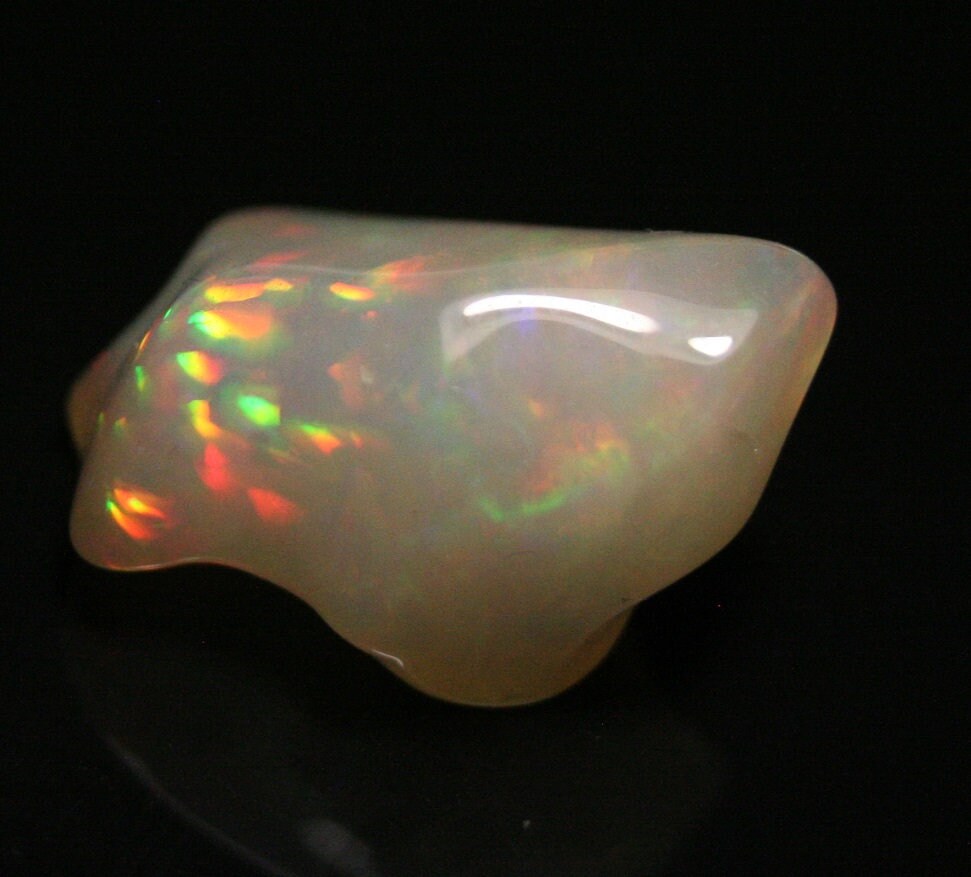 Welo Carved Crystal Opal 16.25ct Rainbow Confetti AAA Jelly Opal - See Video