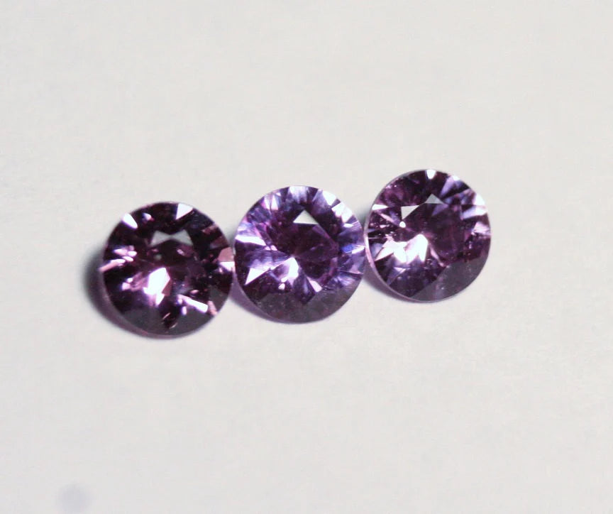 Umba Natural Sapphire 1.16ct 3pc Lot Magenta Pink Purple Untreated Precision Cut 4.2x4.2mm