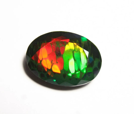 Faceted Black Welo Opal 8.27ct Rainbow Honeycomb Natural Ethiopian Opal 17x12mm