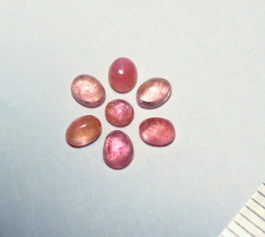 Pezzottaite Cabochon 7pc Lot 1.34ct Ultra Rare Raspberry Beryl - Madagascar