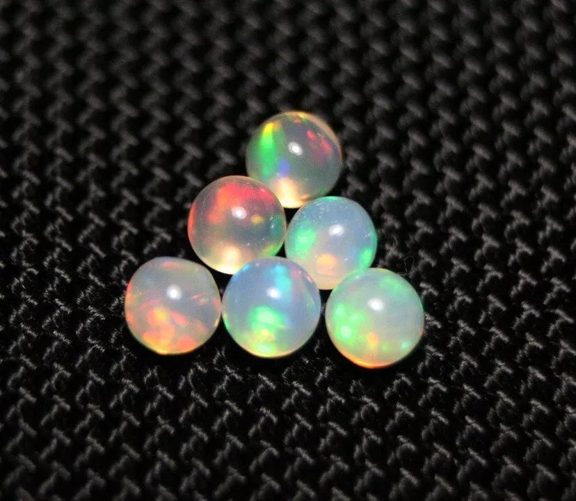 Welo Opal Crystal Ball Sphere 4x4mm  6pc Lot 2.24ct Natural Ethiopian Opal