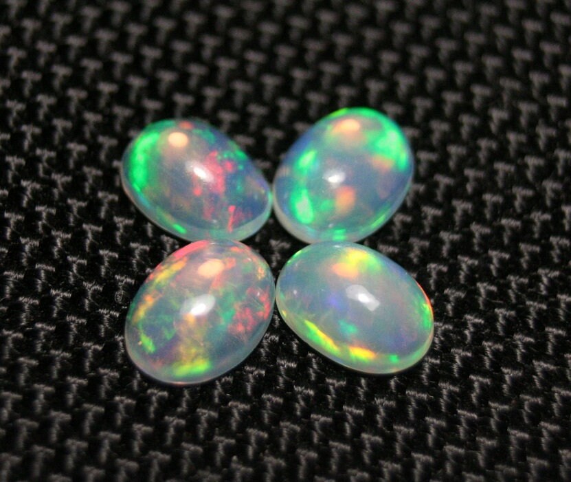 Welo Crystal Opal Cabochon 3.13ct 4pc Lot Lovely Natural Matching Opal Lot 8x6mm