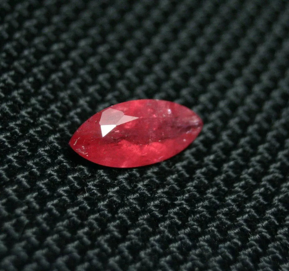 Rare Faceted Rhodonite 1.28ct Brazil Ultra Rare Crimson Red Gem Rhodonite 11x5mm