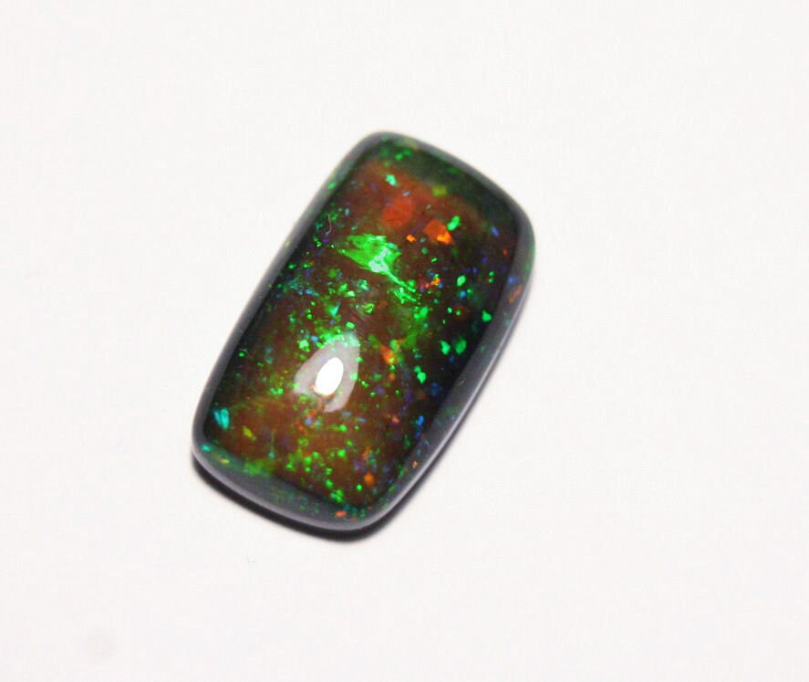 Welo Black Opal Cabochon 4.5ct Neon Confetti Bar Natural Ethiopian Opal Video