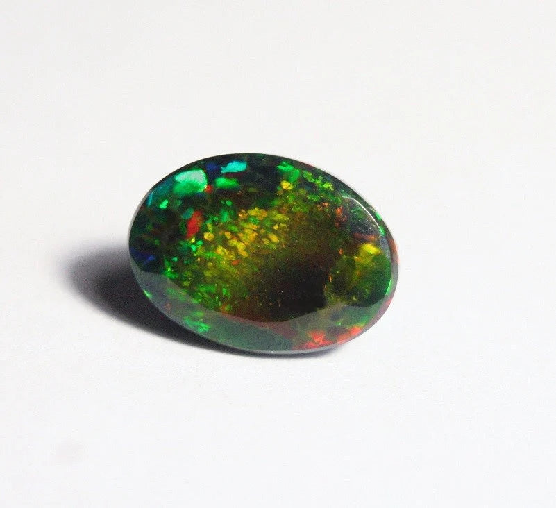 Faceted Black Welo Opal 5.24ct Rainbow Confetti AAA Natural Ethiopian Opal 13x9mm