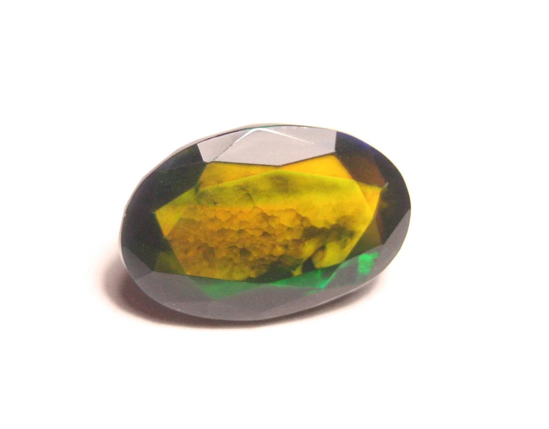 Faceted Black Welo Opal 4ct Neon Broad Flash - AAA Ethiopian Opal - See Video