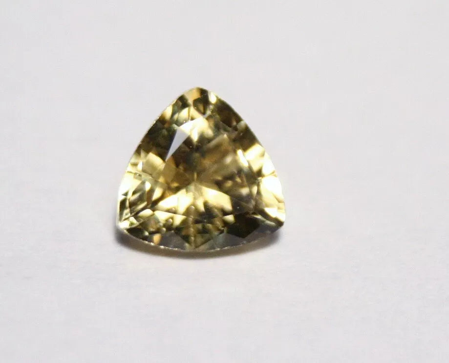 Burmese Chrysoberyl 0.71ct Rare Yellow AAA Scintillating Trillion Cut 5.5x5.5mm