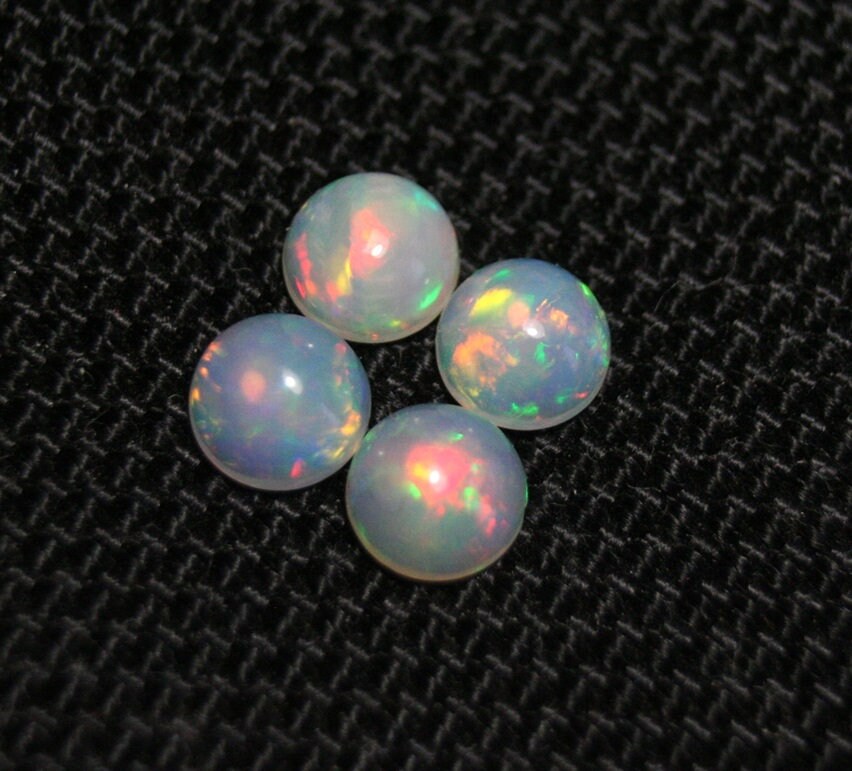 Welo Crystal Opal Round 6x6mm Cabochons 4pc Lot 2.12ct AAA Jelly Opal