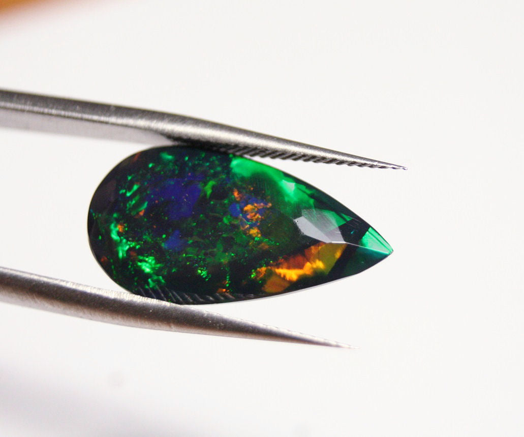 Faceted Black Welo Opal 5.2ct Rainbow Blaze AAA Natural Ethiopian Opal Video