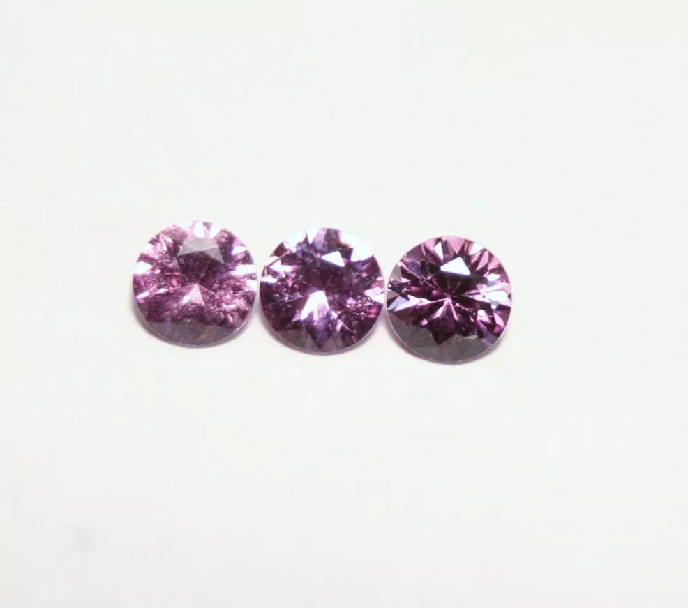 Umba Natural Sapphire 3pc 0.82ct Magenta Pink Purple Untreated Precision Cut 4x4mm