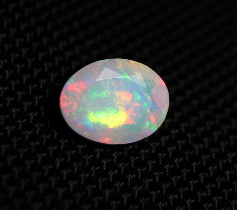 Faceted Welo Opal 2.7ct Precious Rainbow Natural Ethiopian Opal 12x9mm Video AAA