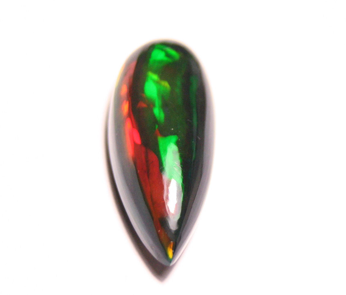 Black Welo Opal Cabochon 9.8ct Rainbow Teardrop Natural Opal Ethiopia 24x9mm