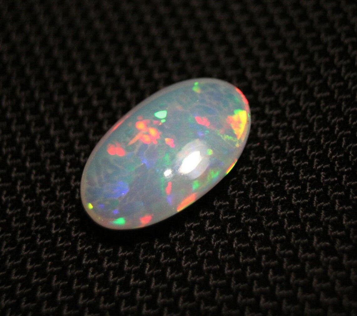 Welo Crystal Opal Cabochon 5.1ct Rainbow Mosaic Prism Flash Natural Water Clear 17x11mm