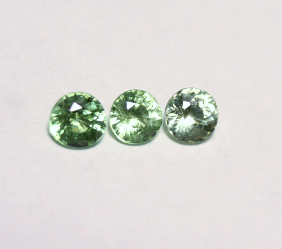 Merelani Mint Grossular Garnet 3pc lot 0.7ct Rare Faceted Fluorescent Exceptional Gem Lot 3.5mm