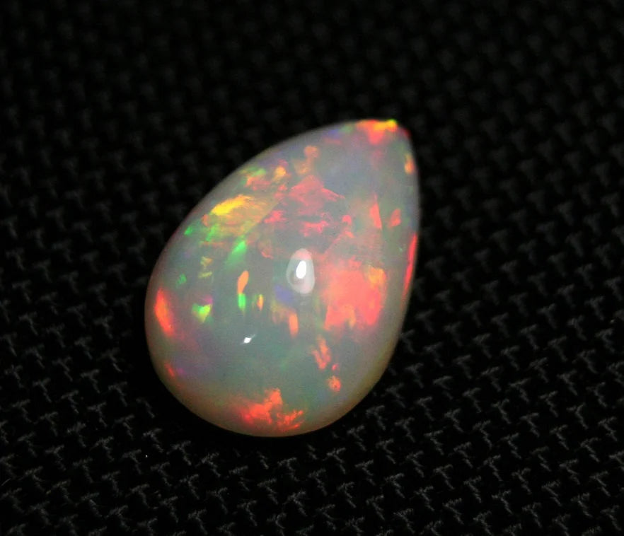 Welo Precious Opal Cabochon 9.7ct Rainbow Blaze Pear AAA Natural Ethiopian Video