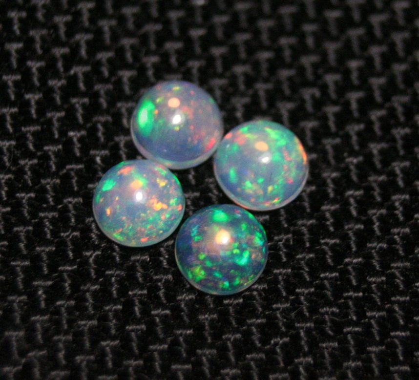 Welo Crystal Opal Round 5x5mm Cabochons 4pc Lot 1.14ct AAA Crystal Opal