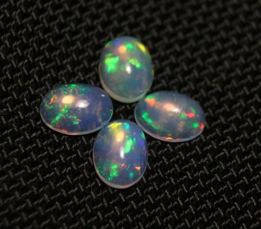 Welo Crystal Opal Cabochon 8x6mm 4pc Lot 2.84ct Lovely Natural Matching Opal Lot