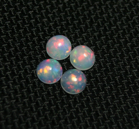 Welo Crystal Opal Round 5x5mm Cabochons 4pc Lot 1.4ct AAA Jelly Opal