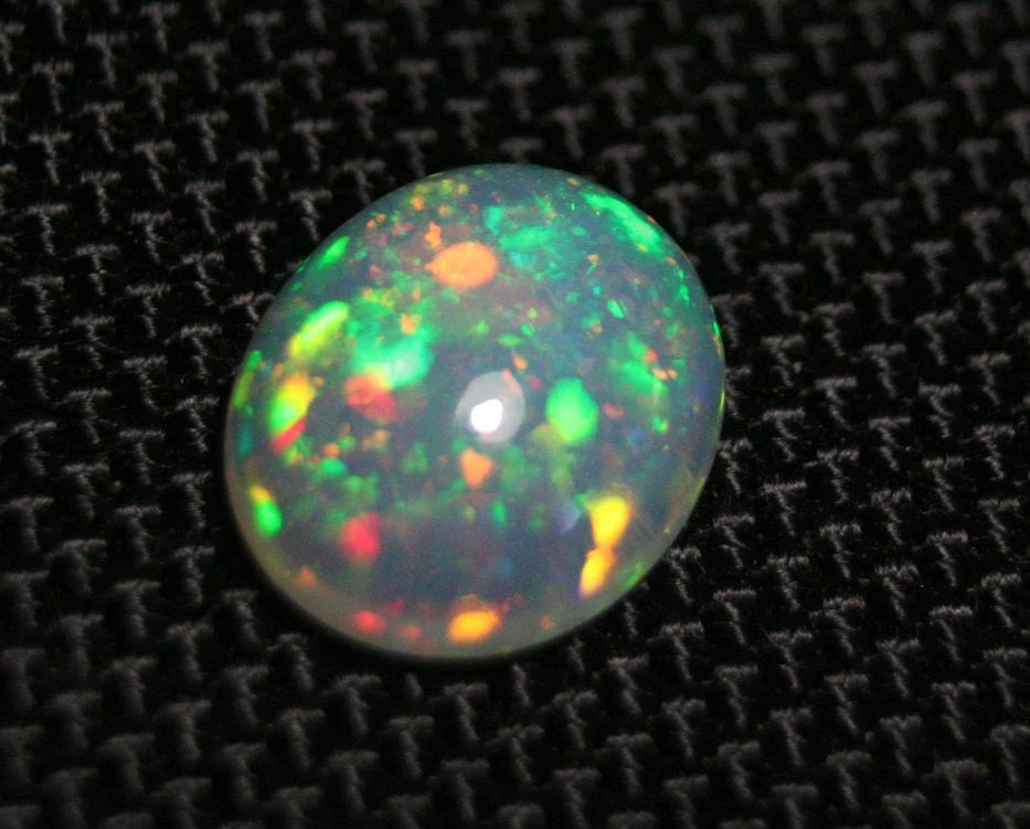 Welo Crystal Opal Cabochon 3.5ct Harlequin Confetti Blaze Natural Ethiopian Opal See Video 13x11mm