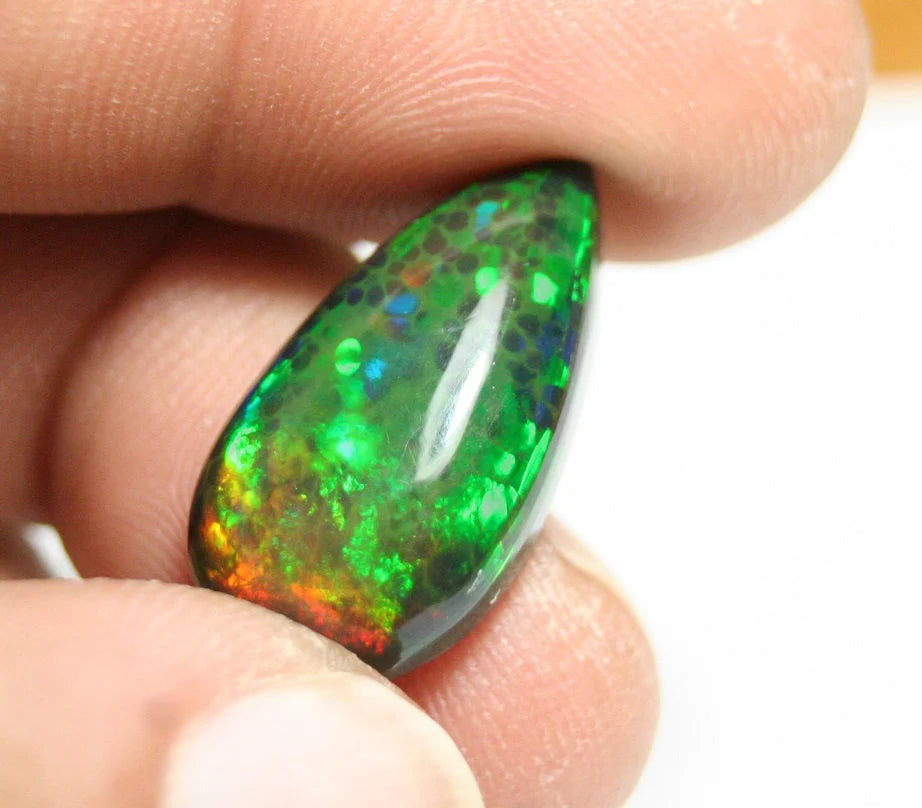 Welo Black Opal Cabochon 12ct Digital Neon Flake AAA Natural Opal Ethiopia Video