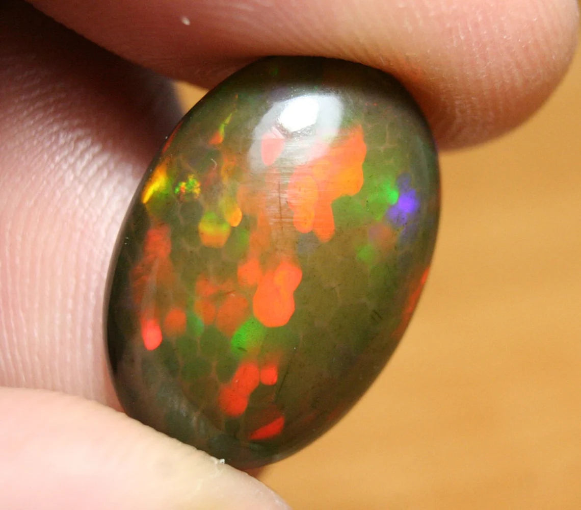 Welo Black Opal Cabochon 11.97ct Rainbow Honeycomb AAA Opal - See Video