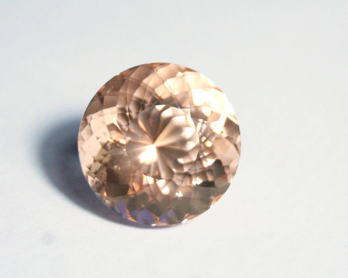 16.7ct Peach / Pink Morganite - Stunning Clean Precision Portuguese Cut Gem 15mm Round