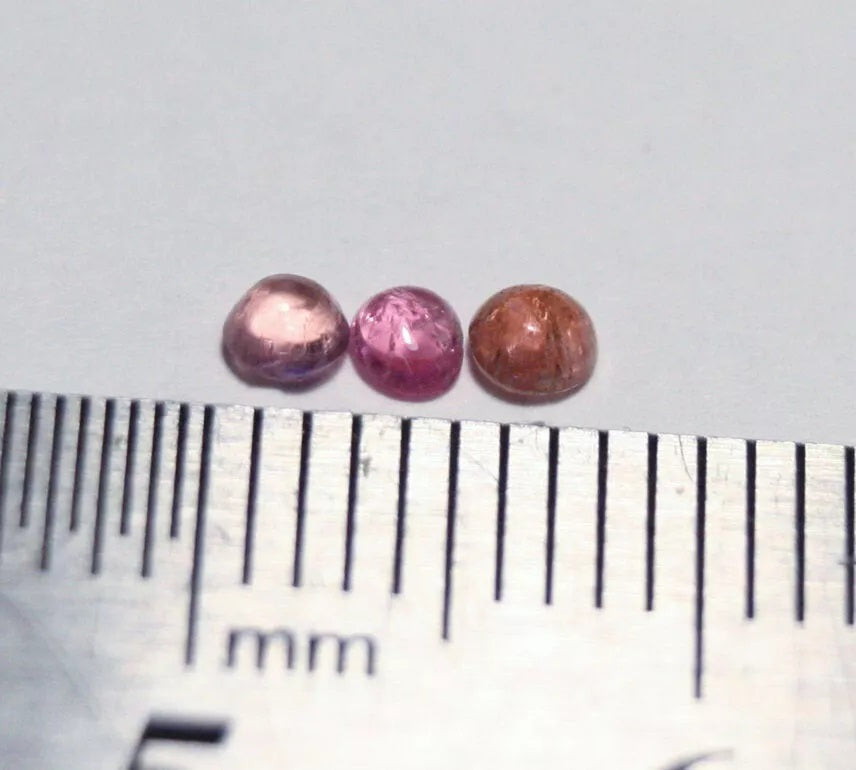 Pezzottaite Cabochon 3pc Lot 0.23ct Ultra Rare Neon Raspberry Beryl Madagascar