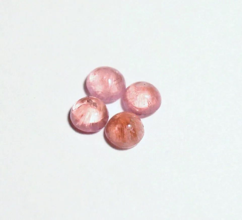 Pezzottaite Cabochon 4pc Lot 0.66ct Ultra Rare Raspberry Beryl Madagascar 3x3mm