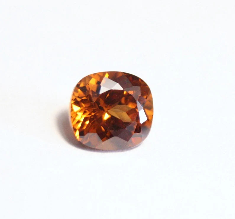 Orange Zircon 2.4ct Scintillating Custom Cushion Cut - Cambodia 7x6.5mm