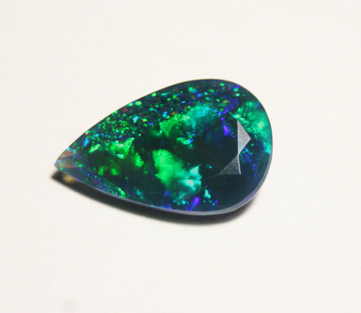 Faceted Black Welo Opal 4.7ct Neon Galaxy Flash AAA Ethiopian Opal 18x11mm