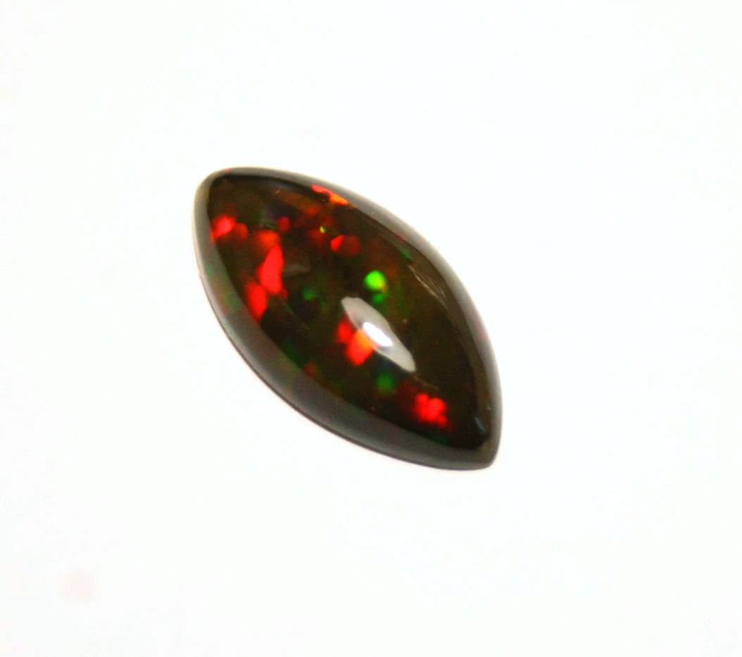 Welo Black Opal Cabochon 2.6ct Harlequin Rainbow Marquise Ethiopian Opal 16x8mm