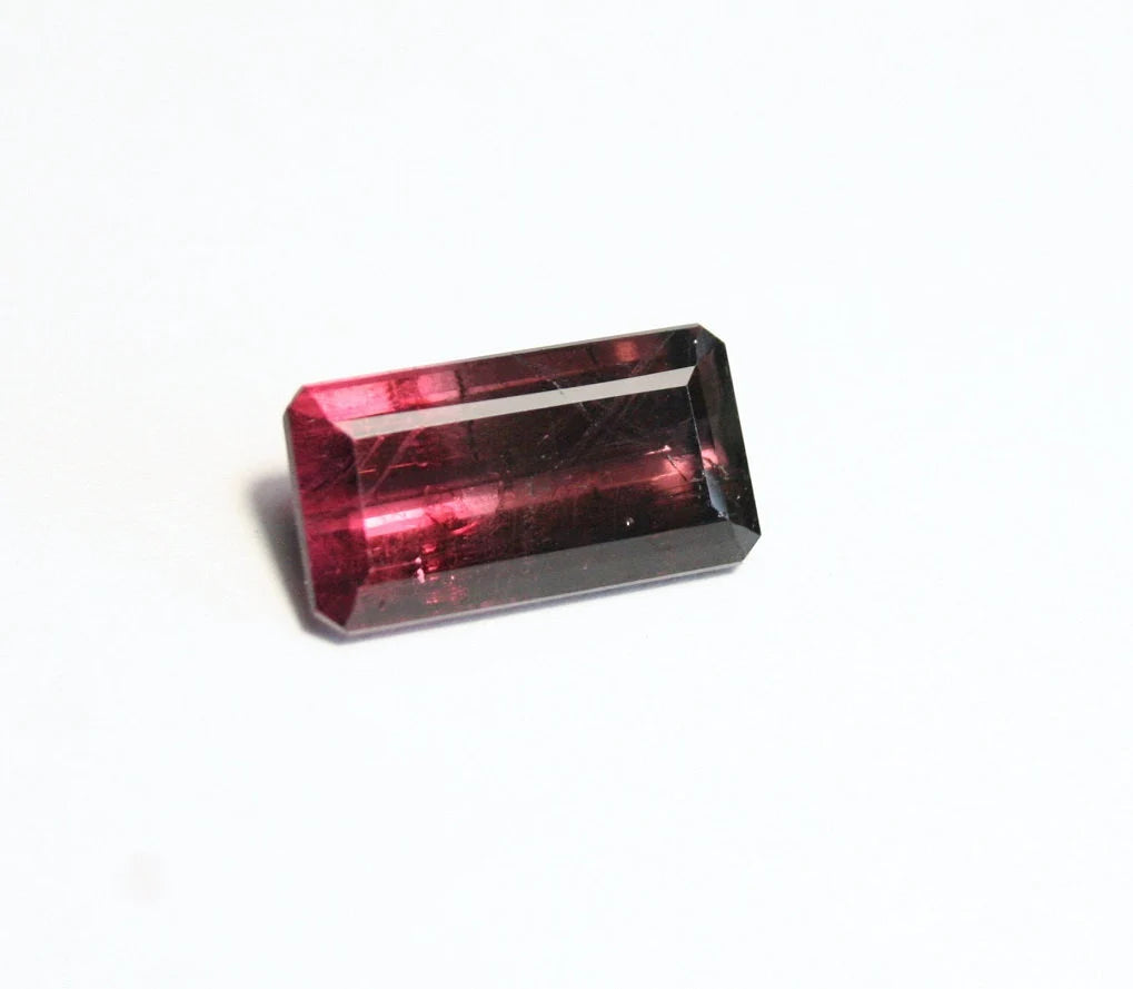 Congo Bi Colour Rubellite Tourmaline 7.5ct Stunning Emerald Cut Gemstone Pink Purple