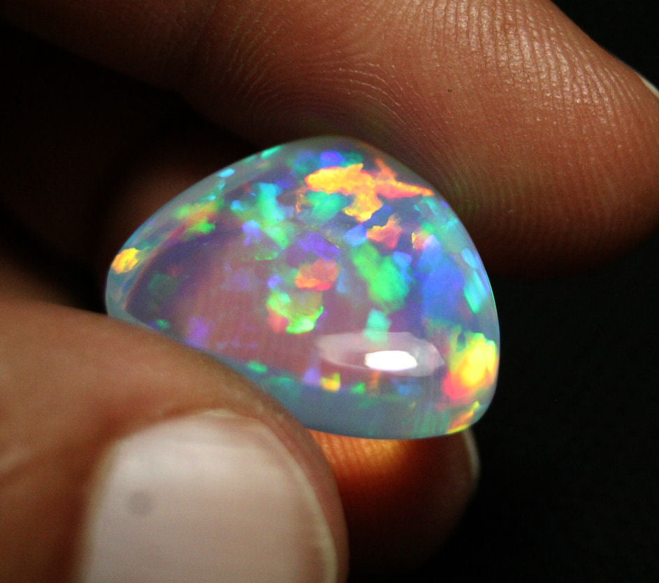 Welo Crystal Opal Cabochon 16.8ct Rainbow Mosaic Natural Water Clear Opal Video