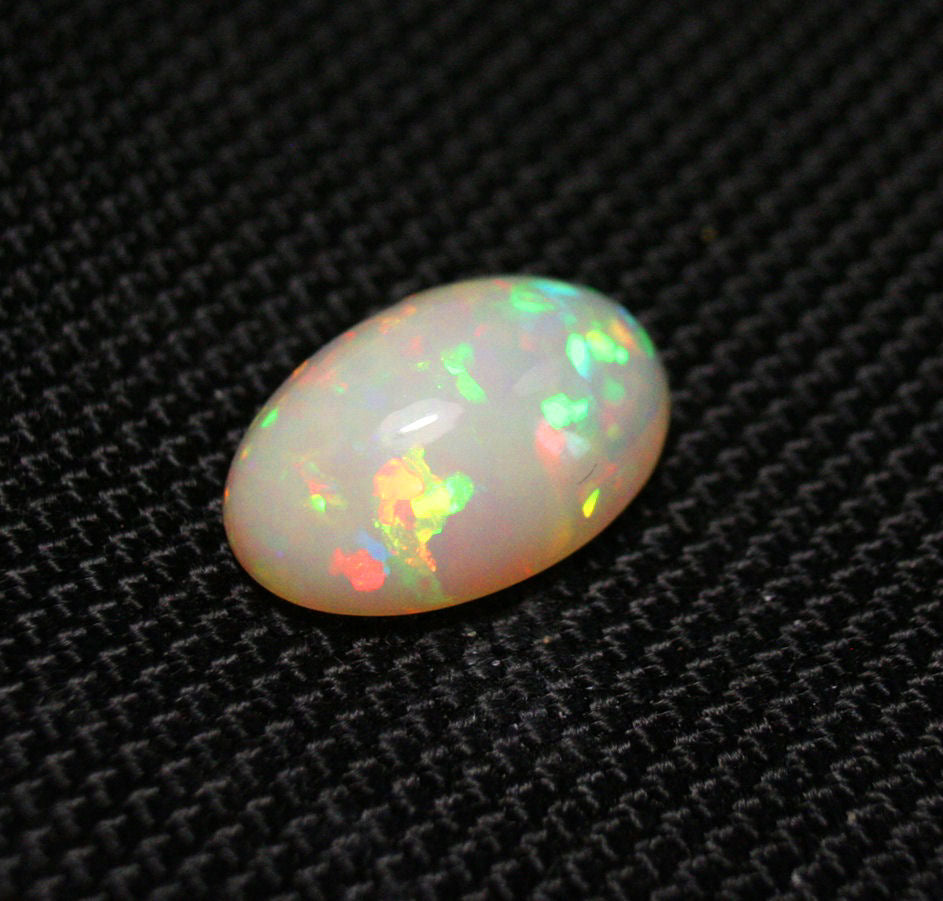 Welo Precious Opal Cabochon 7.7ct Rainbow Flakes Natural Ethiopian Opal 17x12mm