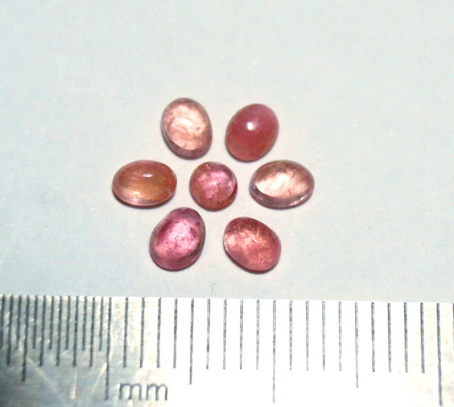 Pezzottaite Cabochon 7pc Lot 1.34ct Ultra Rare Raspberry Beryl - Madagascar